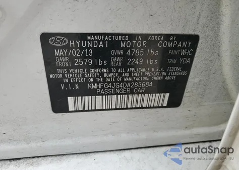 2013 Hyundai Azera из США, поврежденный, VIN KMHFG4JG4DA283684
